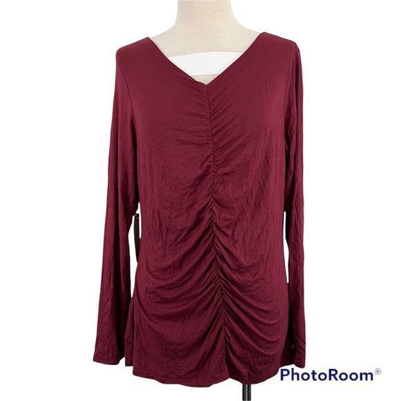 NWT HALOGEN Red Cordovan Long Sleeve V Neck Shirt (L)‎ - Picture 7 of 7
